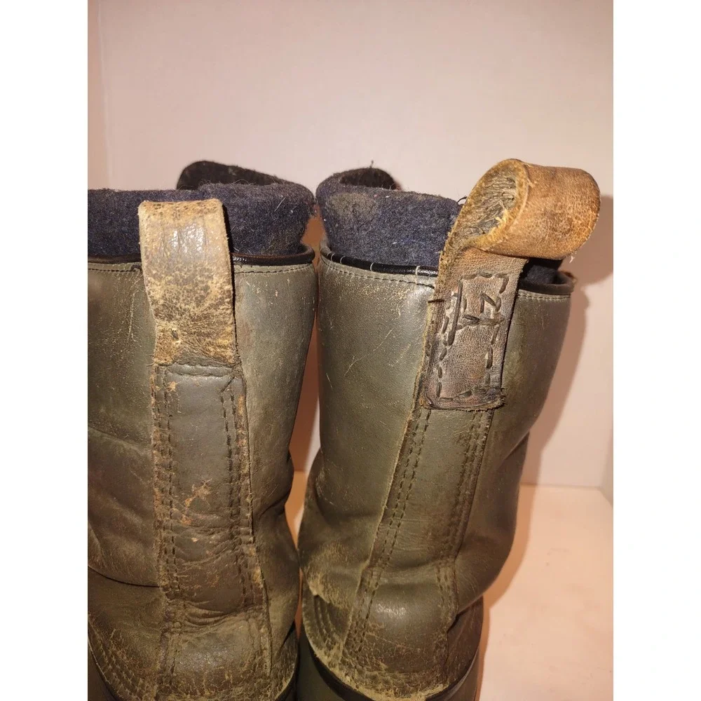 Sorel Mark Kaufman LaCrosse Duck Boots Mens 10.5 Green Leather Rubber USA Liners